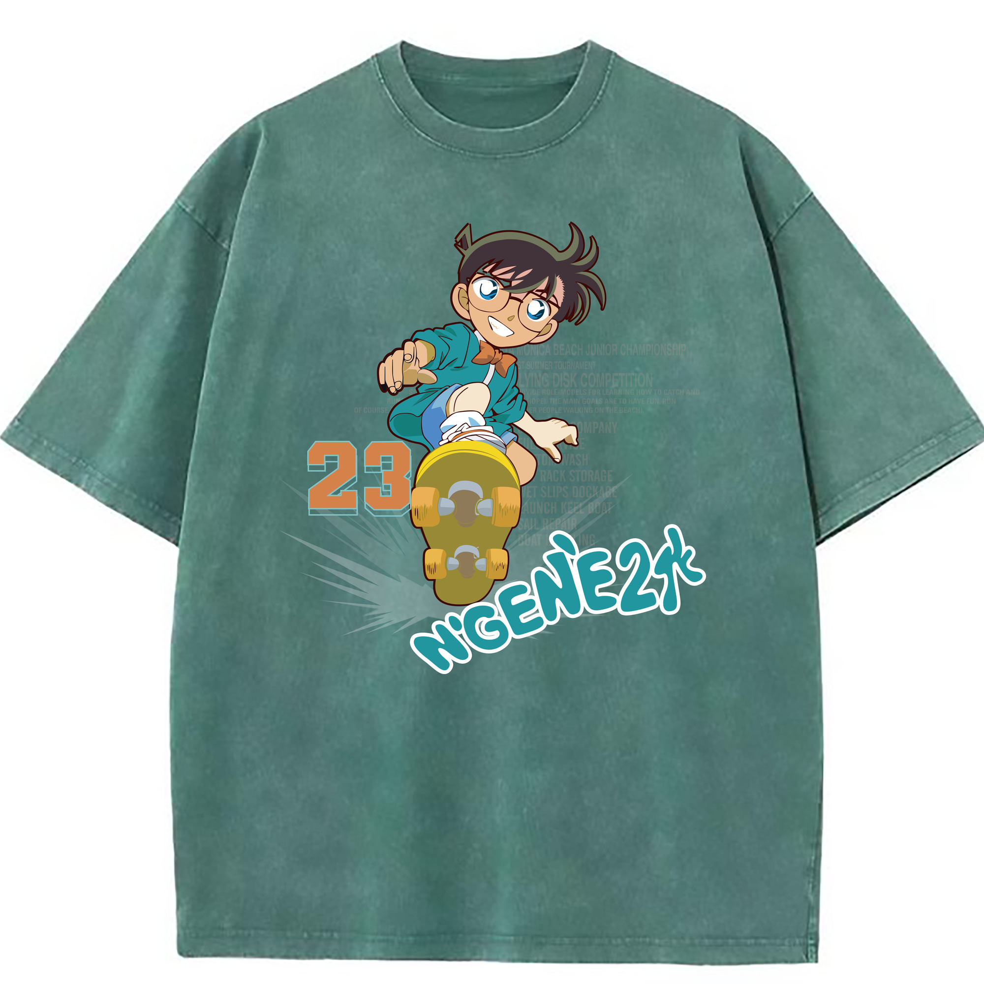 （画像用） 名探偵コナン 江戸川 コナン Detective Conan Conan Edogawa 綿100% ヴィンテージ風 半袖Tシャツ（フロントプリント）